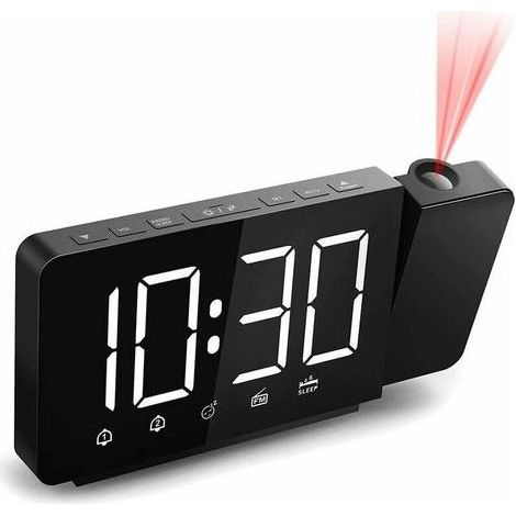 Deckenprojektionswecker, FM-Radio, elektronischer Projektionswecker, großer 7,4-Zoll-LED-Bildschirm und 1 Alarm mit 360° drehbarer Schlummerfunktion (12/24 Stunden) (1/5)