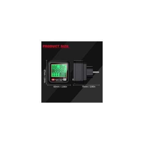 Testeur de fil de terre pour testeur de prise, écran LCD Test de Déclenchement RCD Vérification de Phase de polarité Détecteur de Prise électrique AC30-260V 45-65Hz (1/4)