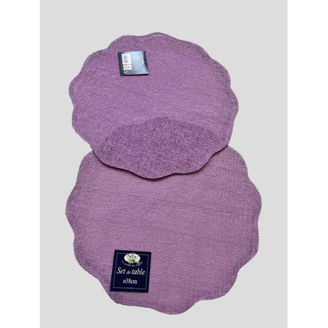 Lot de 2 sets de table ronds - 100 %fibre de papier - 38 cm (couleur : rose) (1/2)