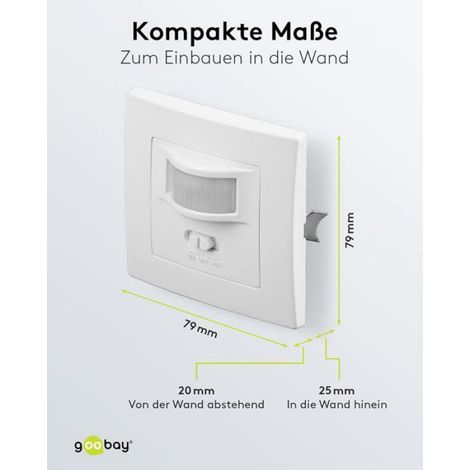 Détecteur de mouvement infrarouge PIR intérieur - interrupteur detecteur de mouvement - Portée 9m - Zone de détection 160° - Blanc (1/4)