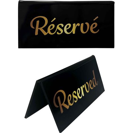 Chevalet de table en PVC noir Réservé - Reserved dimensions 10 x 5 cm - Lot de 10 (1/3)