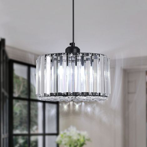 Suspension rétro cristal noir, Ø20xH19cm, E27, hauteur réglable, 85-265V (1/5)