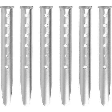 Piquets de tente en alliage d'aluminium en forme de U, 31 cm, lot de 6, pour le sable, la neige, la plage, le camping et la randonnée (argenté - en forme de U - 31 cm) (1/4)
