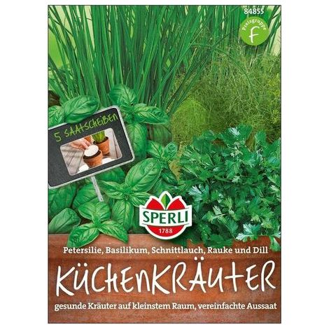 Sperli Küchenkräuter Petersilie Basilikum Schnittlauch Rauke Dill - 5 Saatscheiben - Kräutersamen (1/4)