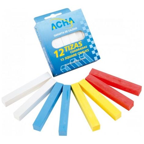 PAQUETE DE 12 TIZAS DE YESO "ACHA"  ROJO - ACHA