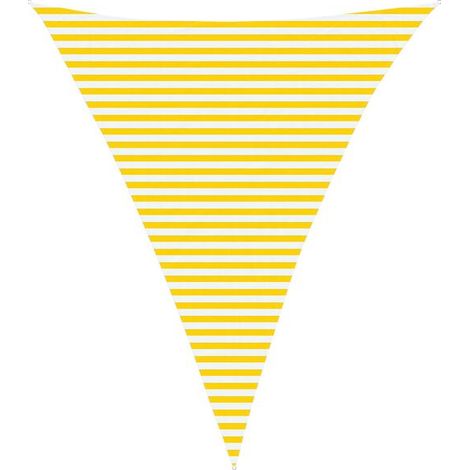 Voile d'ombrage à rayures jaunes et blanches, 4 x 5 x 5 mètres, 100% polyester Oxford. (1/5)