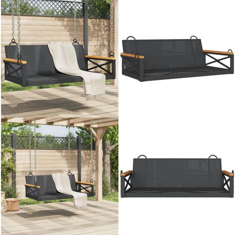Panchina a Dondolo Nera 109x62x40 cm in Polyrattan - Rattan - Polirattan