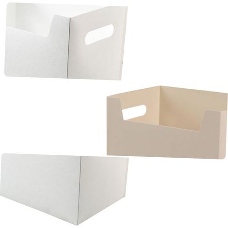 Caja de almacenamiento de escritorio de PP blanco, juego de 2, contenedor multiusos (1/5)