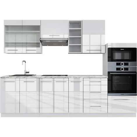 Cucina componibile Fame-Line, Bianco lucido/bianco, 280 cm , PL Marmo, Vicco (1/5)