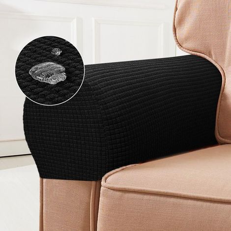 Lot de 2 Housse Accoudoir Canapé Étanche, Housse Accoudoir Fauteuil Élastiques Protege Accoudoir Canapé Extensible Antidérapant  (Noir)