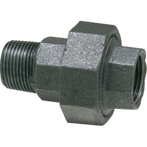 Raccord en fonte malleable, noir Raccord a vis 11/2" (fem/male) Type 331, joint plat