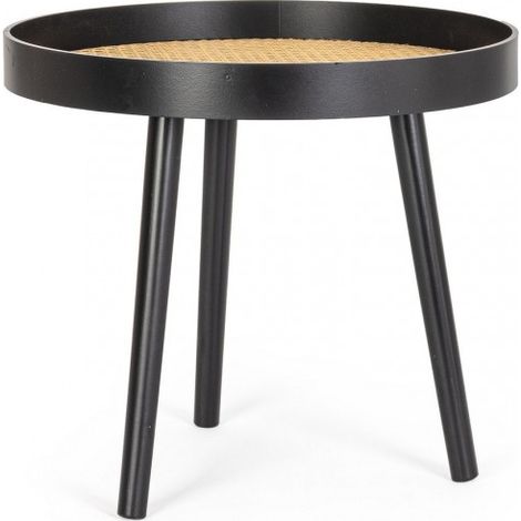 Tavolino josine nero, piano in mdf con gambe in legno di pino, 50 x 50 x 45 cm (1/5)
