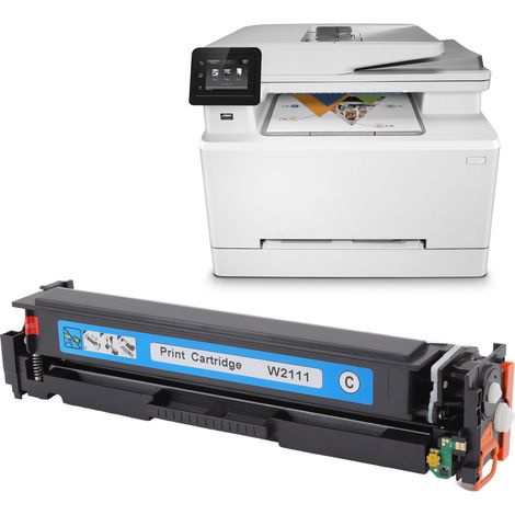 Cartouche de toner avec puce de poudre ABS, facile à recharger, compatible avec HP M283fdw, 1200 pages, pour W2111A, bleu, 30 g (1/5)