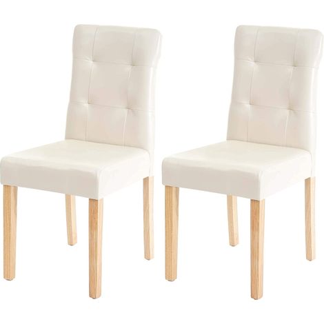 Conjunto de 2 sillas sintéticas color crema con patas de madera clara CDS04443 (1/4)