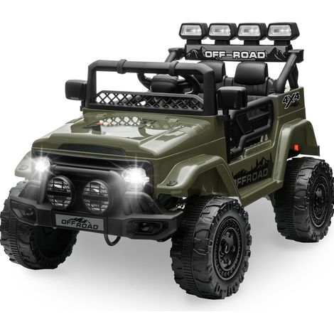 12V Kinder Elektroauto Für Kinder Mit 2.4g Fernbedienung, 3 Geschwindigkeiten, Musik, LED Und Lautsprecher, Allradantrieb, Sanftanlauftechnologie, 3+(Grün) (1/5)