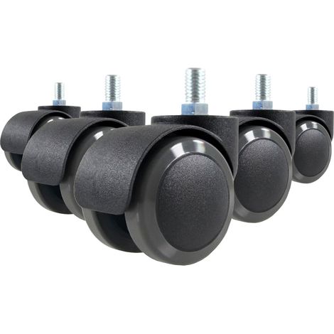 5 roulettes pour sols durs 50mm / Filetage M10, roulettes sols durs pour siège de bureau hjh OFFICE