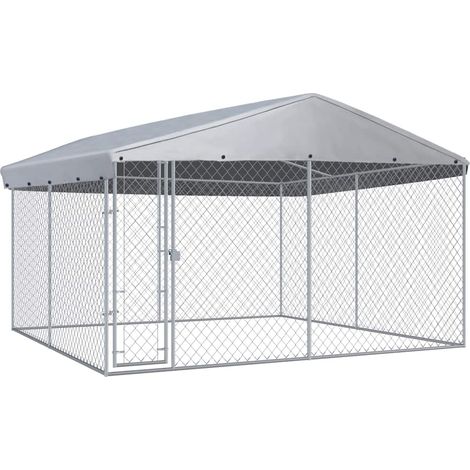 vidaXL Outdoor Dog Kennel with Roof 382x382x225 cm