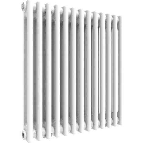ELEGANT 600 x 592 mm White Traditional Designer Radiator Efficient Column Radiator Heater Double Panel + Chrome Thermostatic Radiator Valves (1/5)