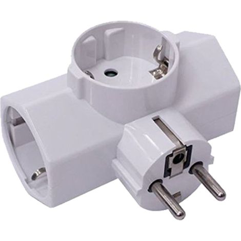 Adaptador 3 Tomas 16A. una toma frontal blanca