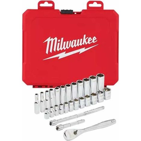 Milwaukee Ratschen- und Steckschlüsseleinsatz Set 1/2 metrisch 28-teilig (1/5)