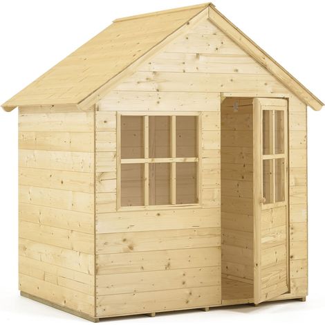Cabane de jardin en bois certifié FSC 118x90x146 cm – Panneaux préfabriqués – Fenêtre en plexiglas – Pour enfants à partir de 18 mois – Outdoor Toys
