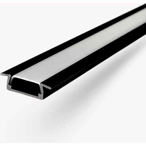 Evotrade – Profilé LED encastrable aluminium 2 mètres – Diffuseur opale pour bandes LED 12 mm – Installation murale et plafond – Éclairage moderne