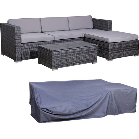SVITA CALIFORNIA Gartenlounge Set mit Abdeckhaube Polyrattan Grau (1/5)