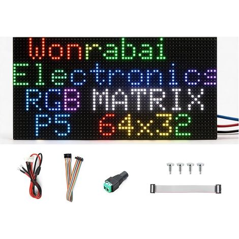 64×32 2048 RGB Full Color LED Matrix Panel, 5 mm Pitch, Display Text/Colorful Image/Animation Adjustable Brightness Chainable Design, Compatible with Pi Pico/ESP32/Ardui (1/5)