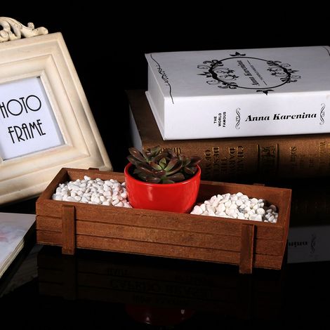 Rechteckiger Pflanzkasten aus Holz für aromatische Kräuter, Blumen und Sukkulenten, ideal für den Innen- und Außenbereich.