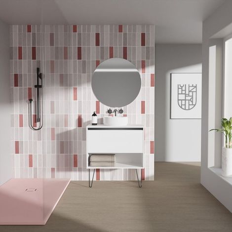 Mobile bagno a terra 80 cm bianco lucido con lavabo da appoggio - Cambridge - Bianco 80 cm Standard