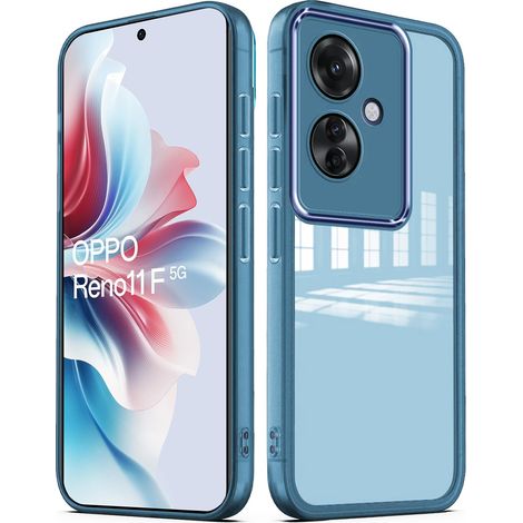 Funda de silicona para Oppo Reno 11F 5G, con protección para la cámara, transparente/azul. (1/4)