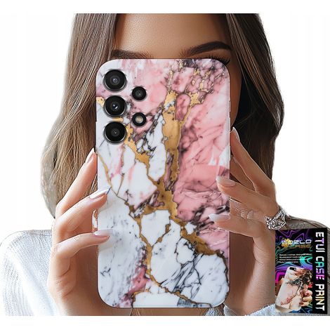 Custodia per Samsung Galaxy A32 4G - effetto marmo rosa e bianco, con motivi a pietra (1/5)