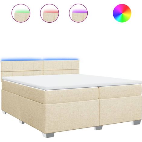 Maison Exclusive - Sommier à lattes de lit avec matelas Crème 200x200 cm Tissu (1/5)