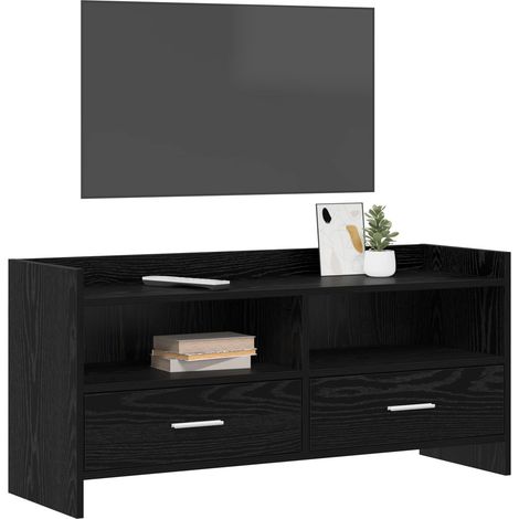 Mobile TV Armadietto TV Mobile Porta TV 100 x 33 x 47 cm Rovere Nero Legno ingegnerizzato (1/5)