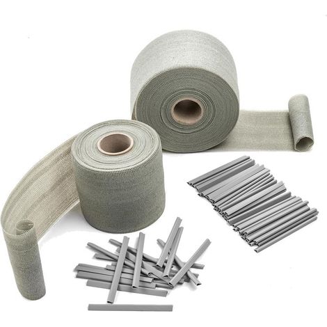Sichtschutzstreifen Sichtschutz Doppelstabmatten Klemmschienen HDPE 19cm + Clips Grau / 70m