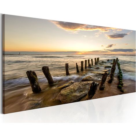 Tableau Imprimé "Wooden Breakwaters" 40 x 120 cm (1/2)