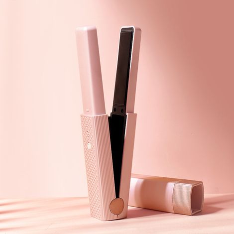 Lisseur, fer à friser, lisseur rechargeable USB, lisseur sans fil, mini lisseur de voyage (température réglable) (rose) (1/5)
