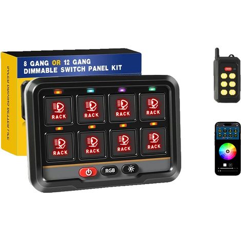 Sistema de relés de potencia inalámbricos, panel de 8 interruptores, retroiluminación LED, 8 módulos, WirelessAPP (1/2)