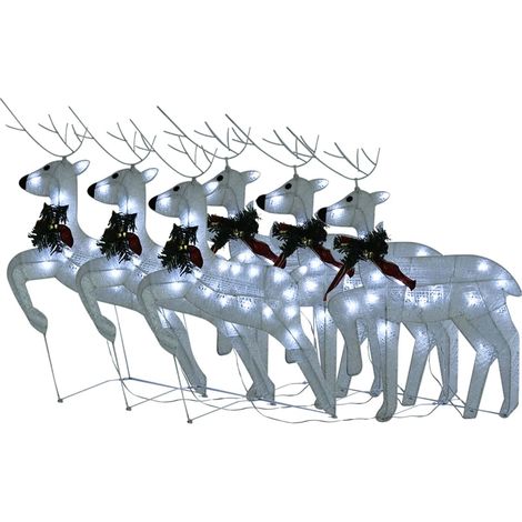 Renne di Natale 6 pz Bianche 120 LED vidaXL (1/5)