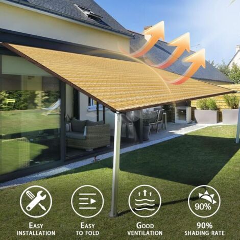 NALOOKAMIC  Voile d'ombrage rectangulaire avec œillets 2 x 3 m, respirante, protection solaire, pour serre, terrasse, jardin, clôture, beige