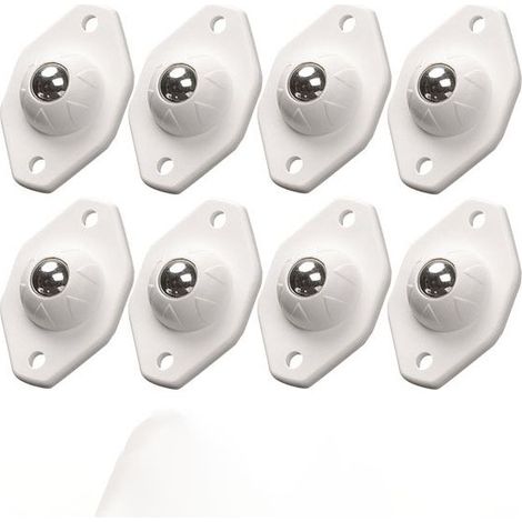 Lot de 8 Mini Roulettes Plates Acier 360° Blanc - Universelles pour Petits Appareils & Boîtes de Rangement (1/4)