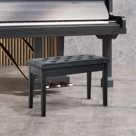 MEUBLIV banco de piano 76x36x50 cm negro, con almacenamiento práctico, de madera, sin cojín (1/5)