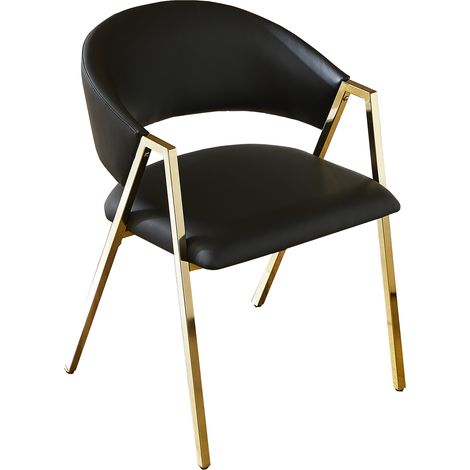 ELVMI Lote de 2 Sillas de Comedor con Respaldo Ergonómico y Patas Regulables, Metal y Piel Sintética PU, Negro (1/5)