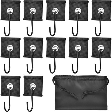 Lot de œillets de passepoil pour rail de store, crochets en S, crochet auvent, Crochets de Caravane œillets d'auvent pour camping-car et caravane (Version noire avec crochet) (1/5)