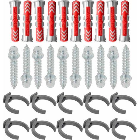 Ensemble de 10 colliers tube de descente Ø50 Gris + 10 Vis 7x40 mm + 10 Chevilles DuoPower 8x40 mm - Arcanaute