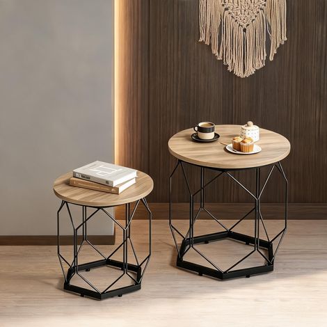 Table basse coloris gris bois en métal & bois 50 x 50 x 45 cm (1/5)