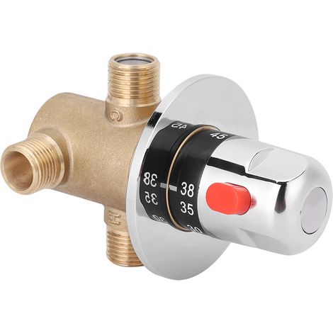 Robinet mélangeur thermostatique laiton 3 voies G1/2 mâle avec arrêtoirs, mitigeur température salle de bain cuisine 12,3x8,4x8,4 cm 738 g (1/5)