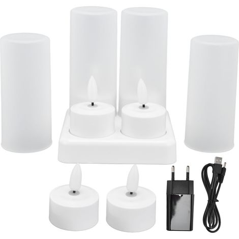 Eosnow Bougies LED vacillantes sans flamme, bougie chauffe-plat jaune avec Base de chargement pour fêtes et mariages, décoration, prise 100-240VEU (1/5)