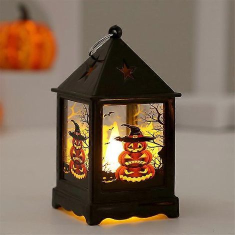 Cadeaux pour Halloween-No battery pumpkin Wind Lamp Candlestick Decorations for Home Tatmosphere Decor Prop LED Pumpkin Night Lamp Ornament (1/5)