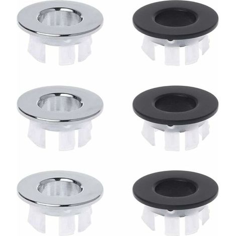 Linghhang – Lot de 6 bouchons trop plein d\'évier – Cuivre et plastique – Diamètre 30 mm – Pour trous de 22 à 24 mm – Installation facile sans outil (1/5)
